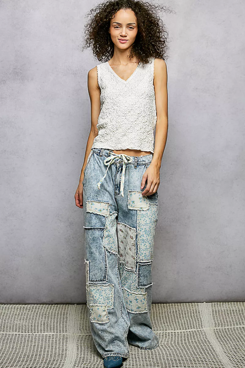 Textured Knit V-Neck Tank with Lace Trim, image 7