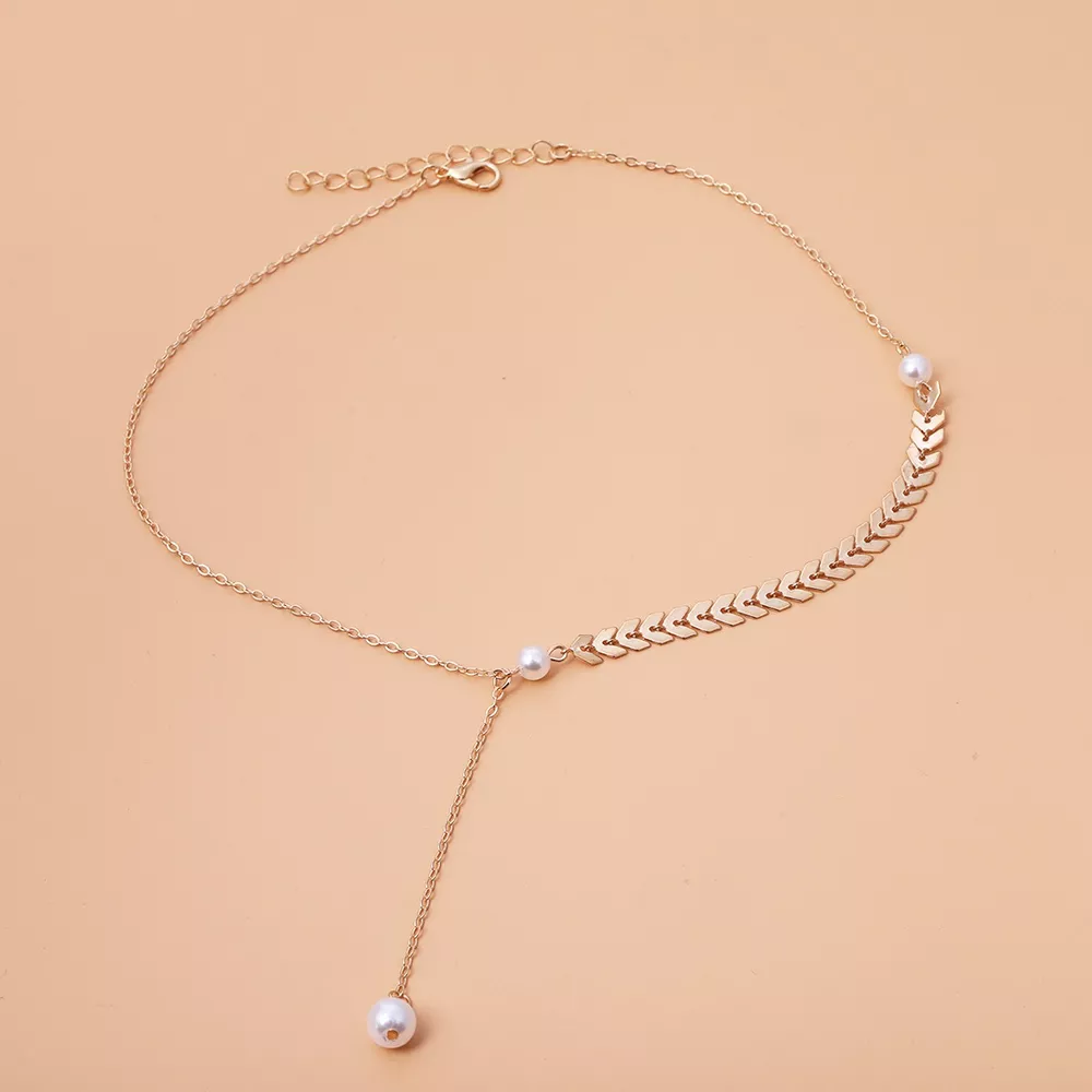 Wheat‑Spike Faux Pearl Necklace Bracelet Earrings 3‑Pcs Jewelry Set, image 8