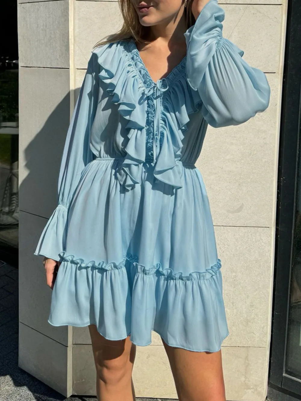 Ruffle Flounce Sleeve Mini Dress, image 17