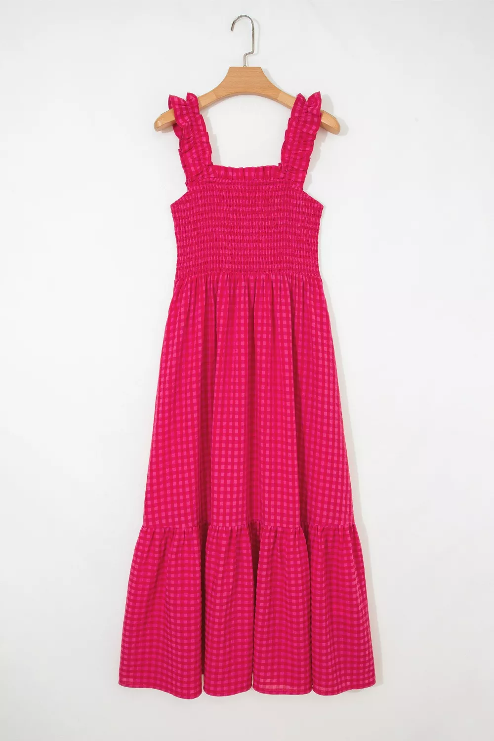 Plaid Square Neck Fit-and-flared Vacation Sundress, image 4