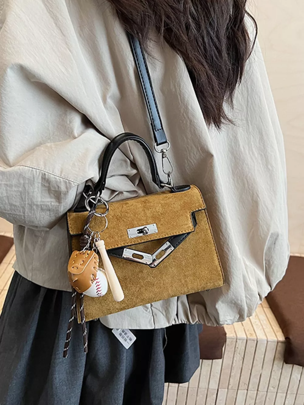 Crossbody Bag with Baseball Charm, image 12