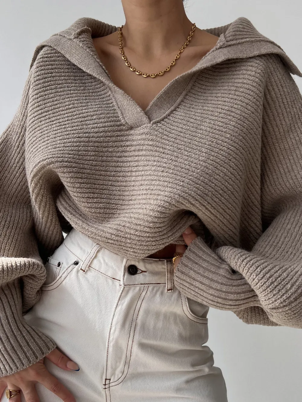 Johnny Collar Long Sleeve Sweater, image 10