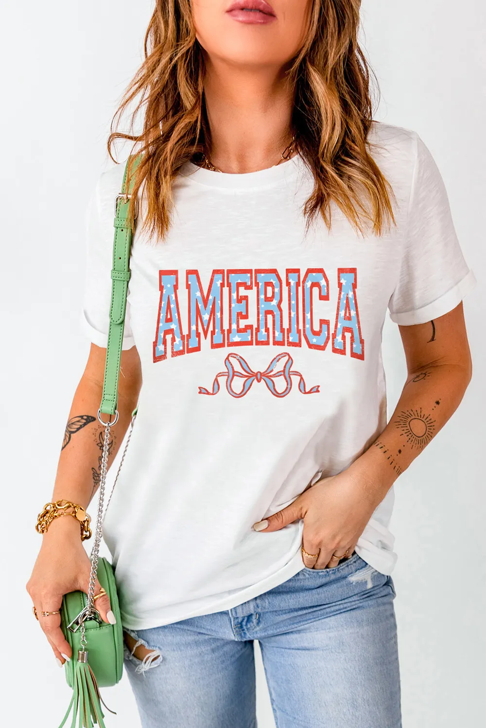 AMERICA Round Neck Short Sleeve T-Shirt, image 4