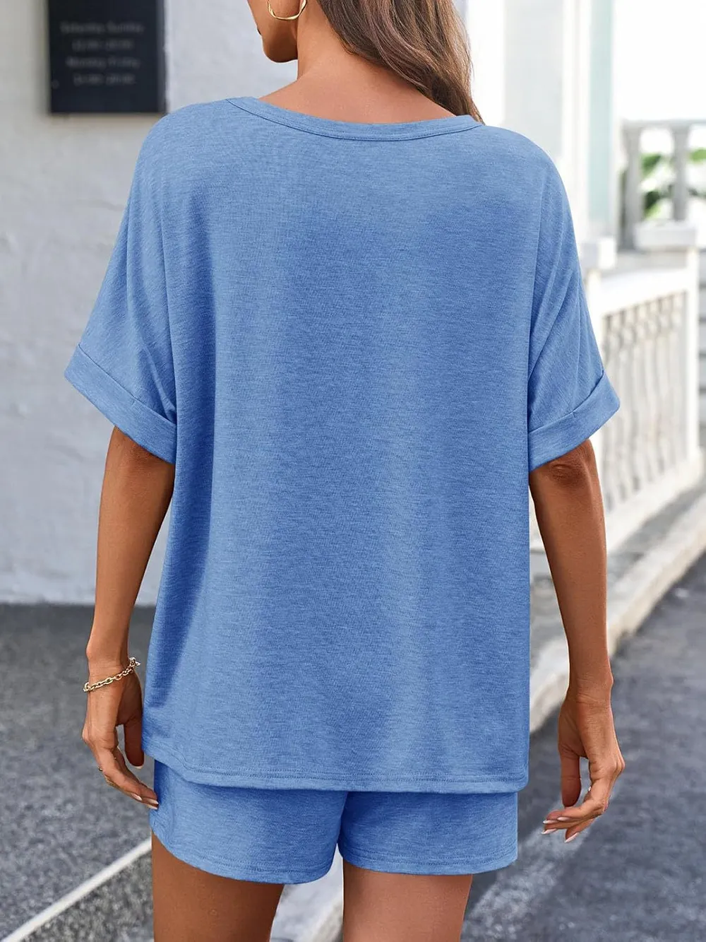 Round Neck T-Shirt and Drawstring Shorts Set, image 8