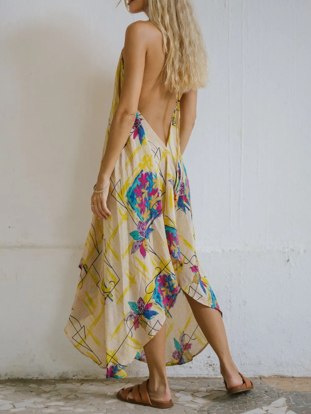 Backless Printed Halter Neck Maxi Dress, image 13