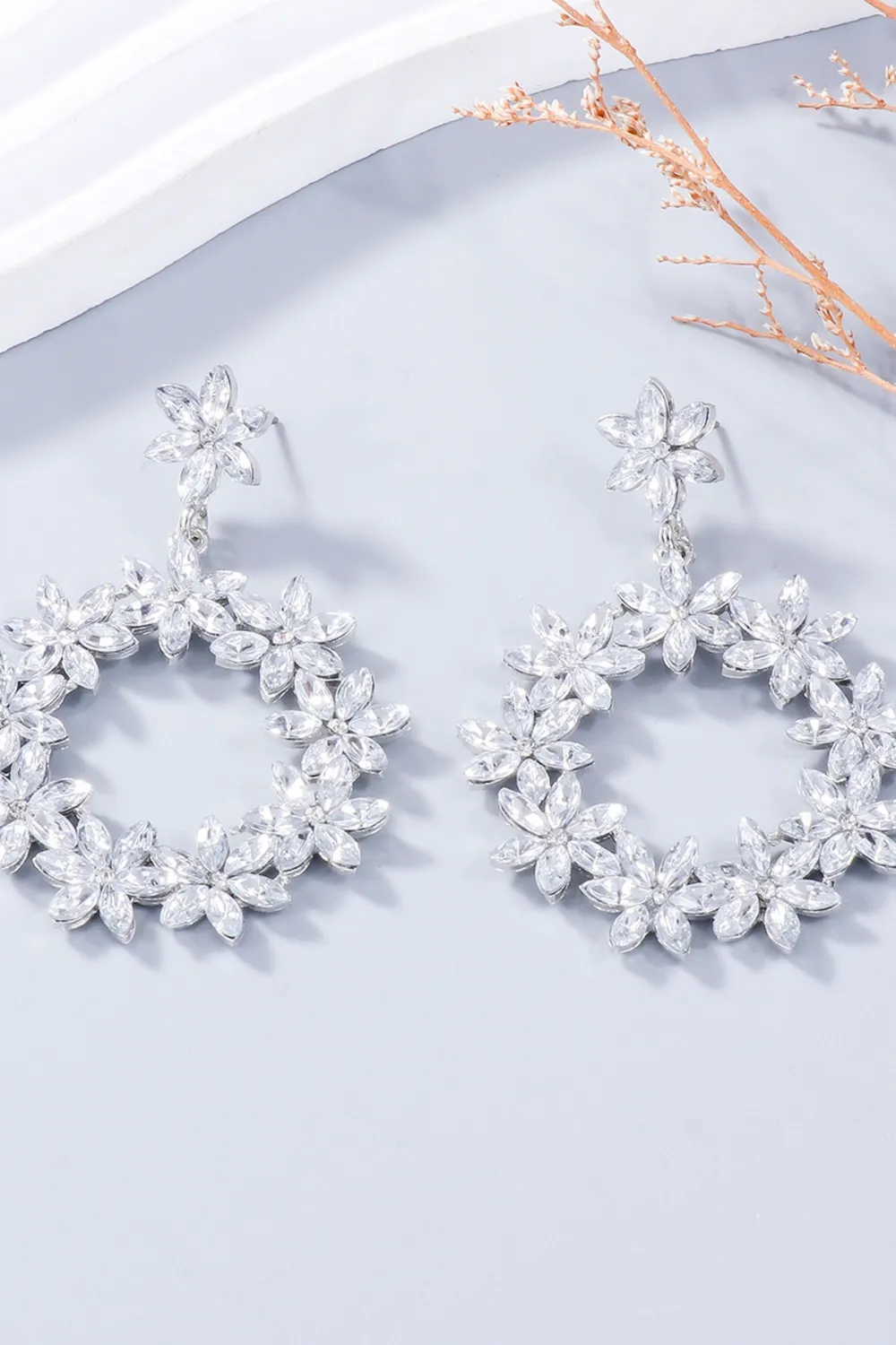Rhinestone Flower Dangle Earrings, image 4