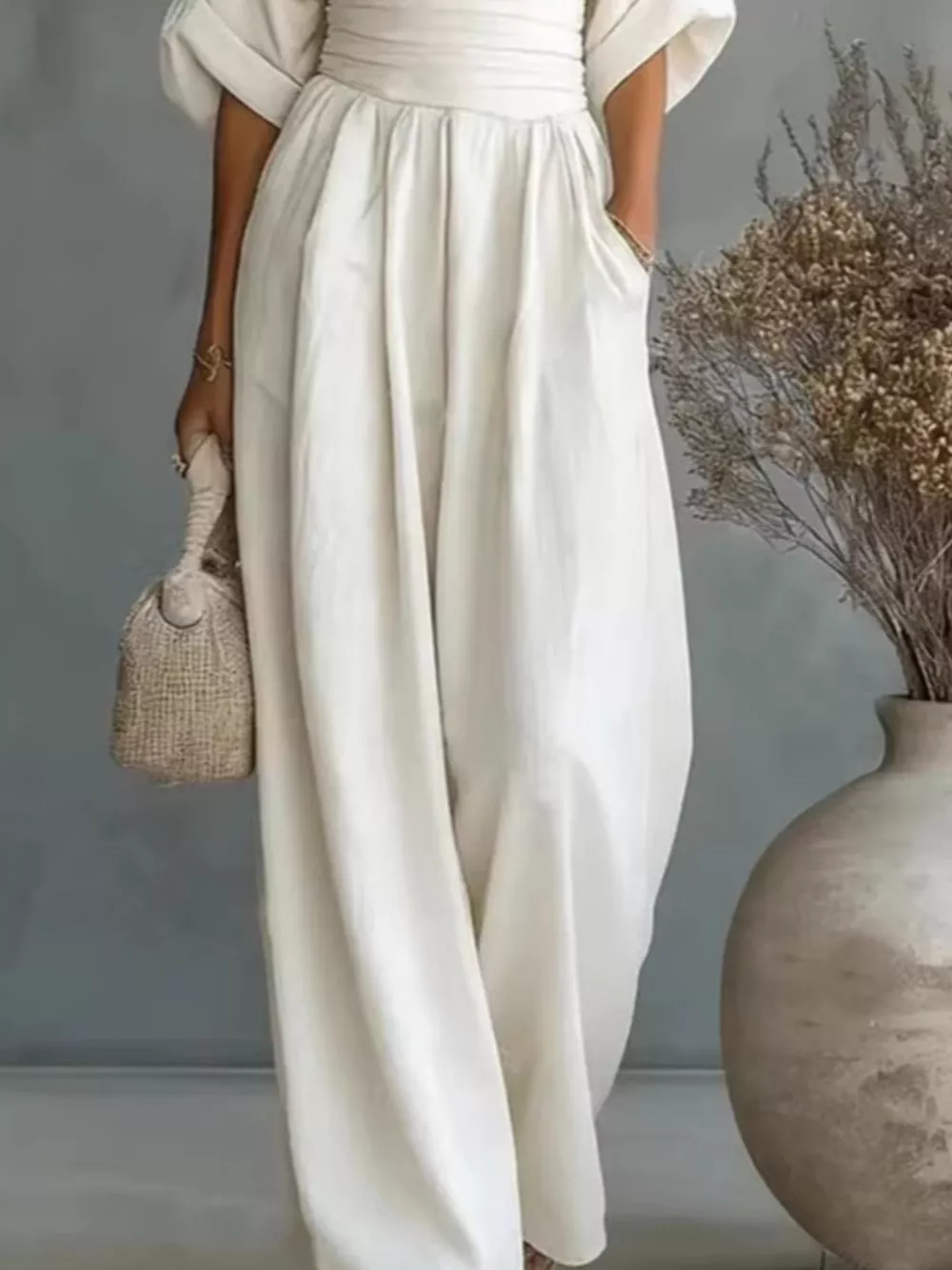 Full Size Half Sleeve Wide-Leg Jumpsuit Plus Size, image 12