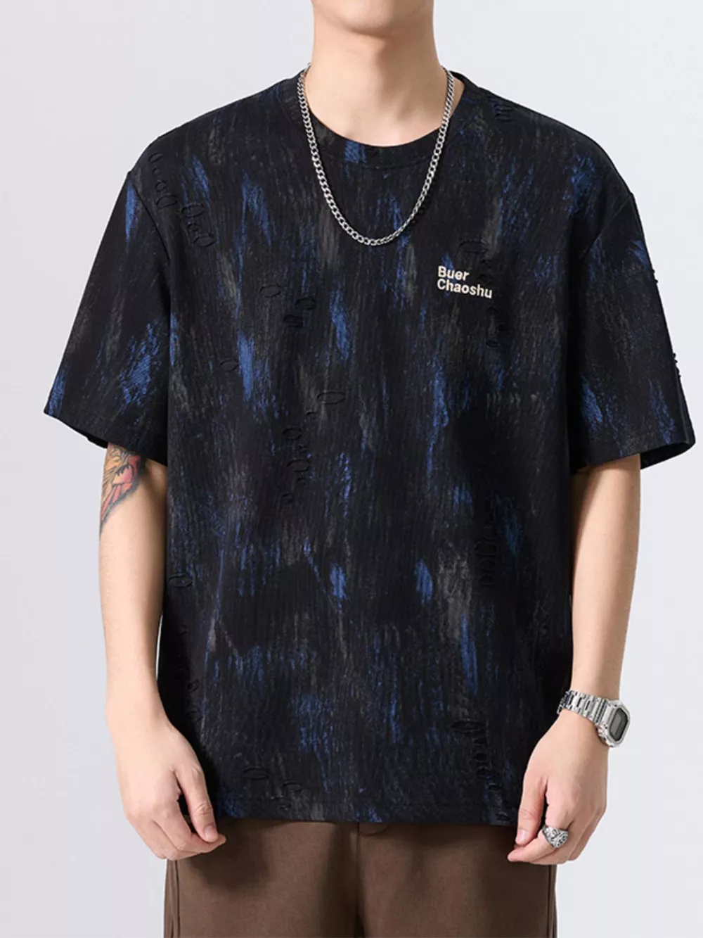 Men's Plus Size Round Neck Half Sleeve T-Shirt, image 2