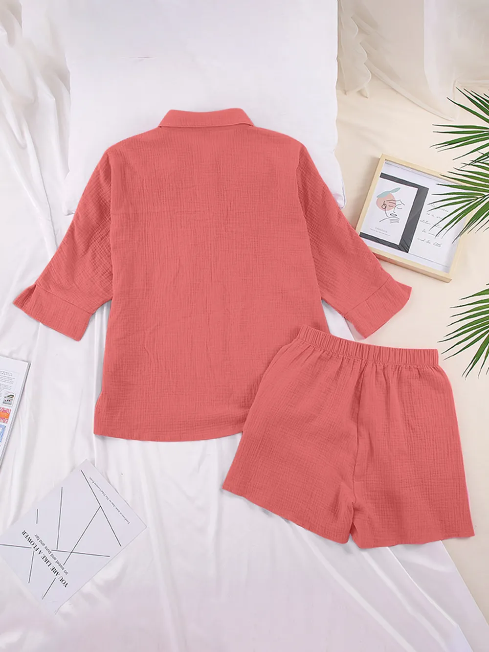 Texture Button Up Shirt and Shorts Set, image 15