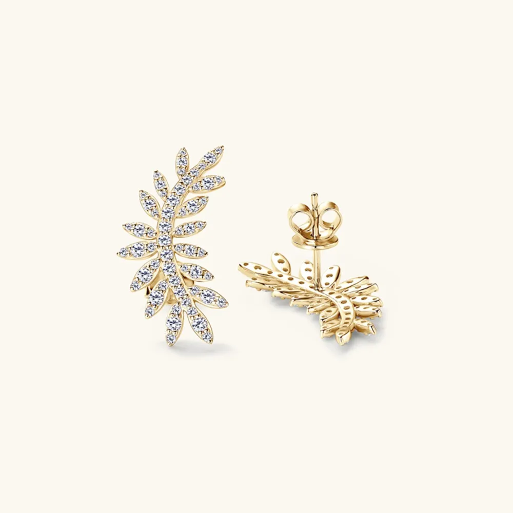Moissanite 925 Sterling Silver Leaf Shape Stud Earrings, image 6