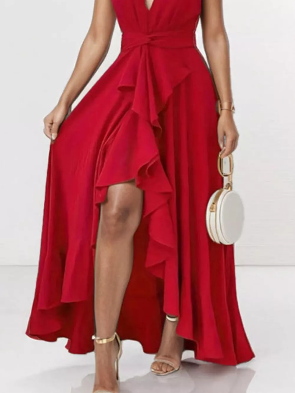 Full Size Ruffled High-Low Maxi Dress Plus Size, image 4
