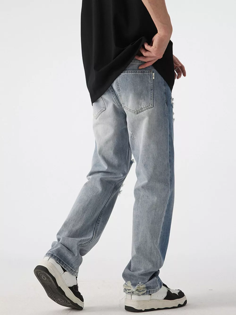Men's Distressed Wide Leg Jeans, image 4