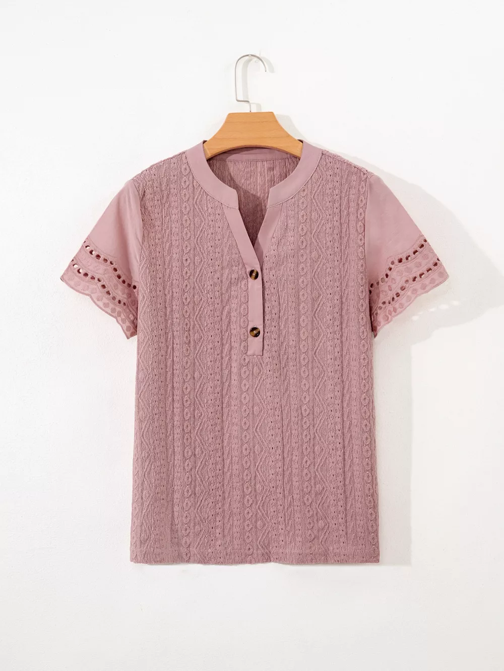 Eyelet Embroidered Short Sleeve Blouse, image 8