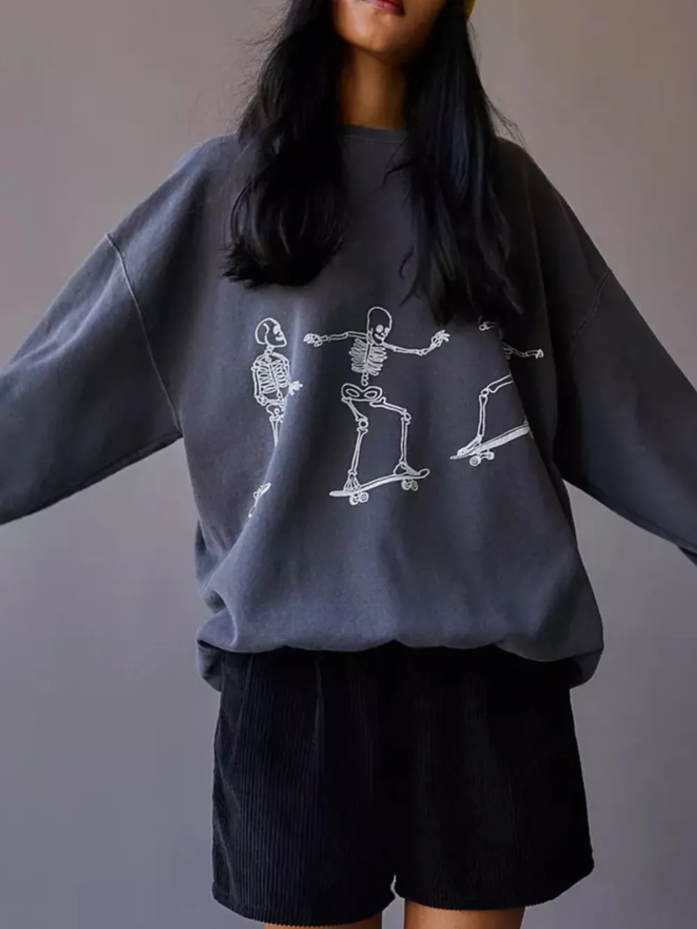 Skeleton Graphic Oversized Sweatshirt, image 3