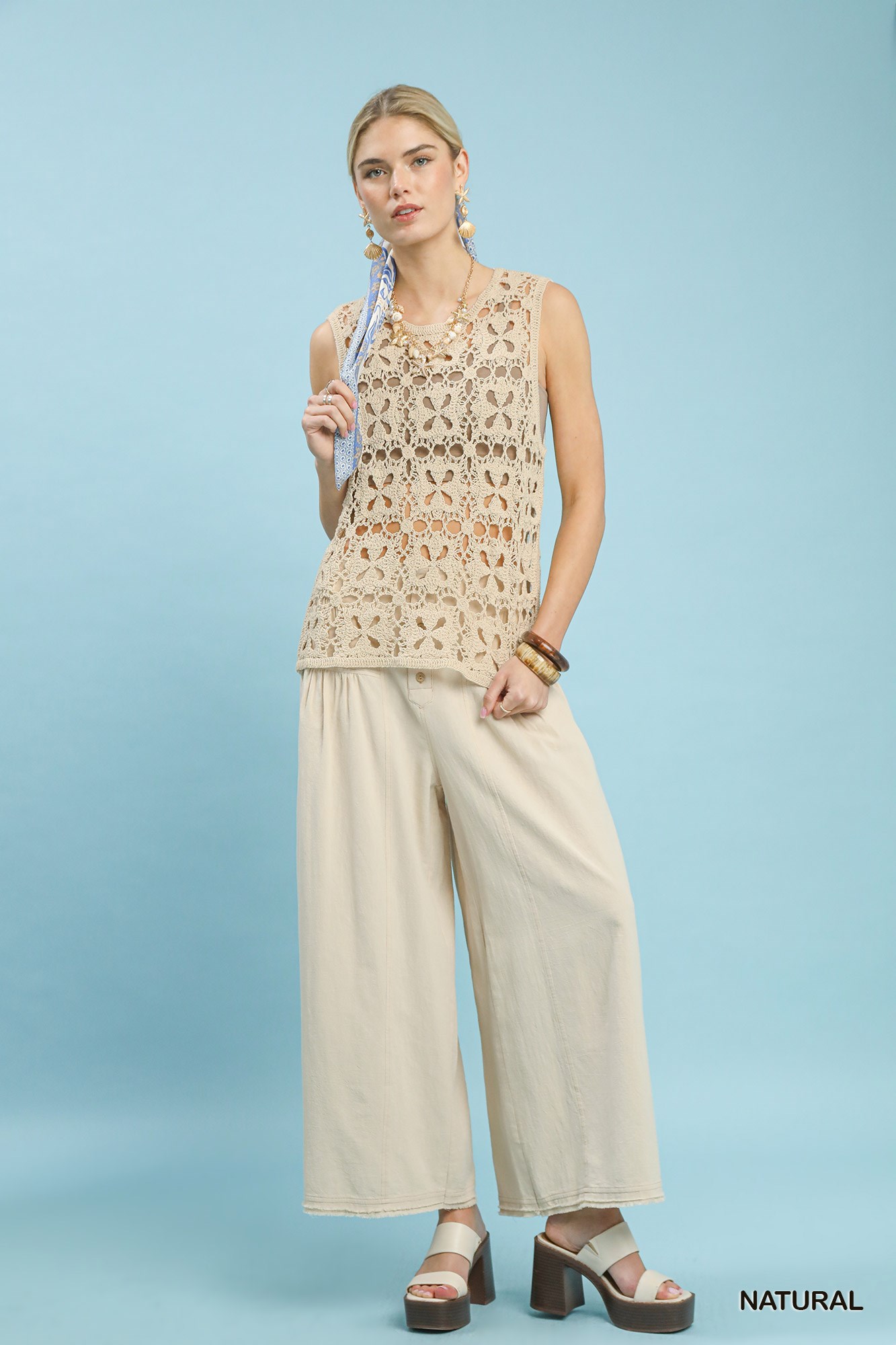 Crochet Flower Motif Sleeveless Tank Top, image 4