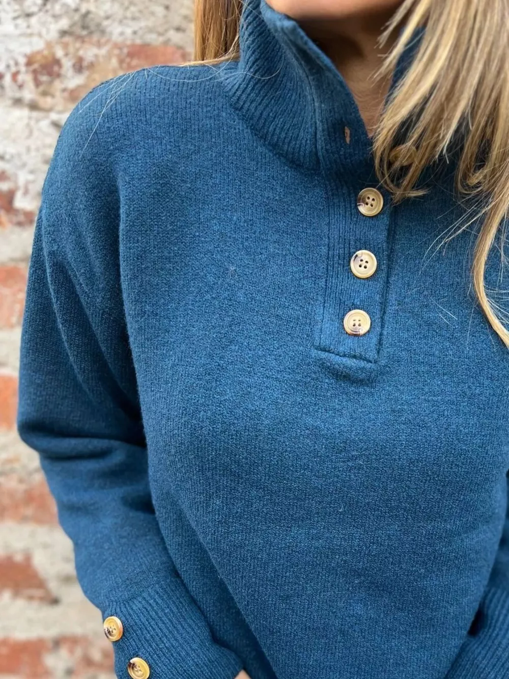 Full Size Button-Detail Turtleneck Sweater Plus Size, image 12