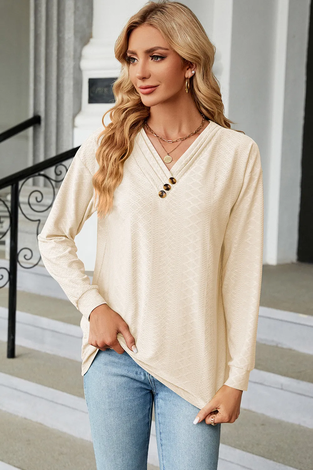 V-Neck Long Sleeve T-Shirt, image 27