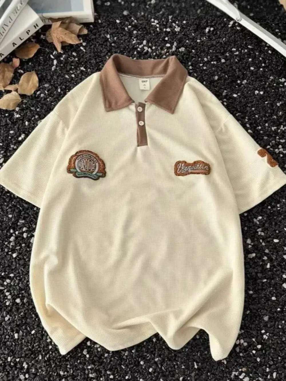 Men's Full Size Contrast Collar Short Sleeve Polo Plus Size