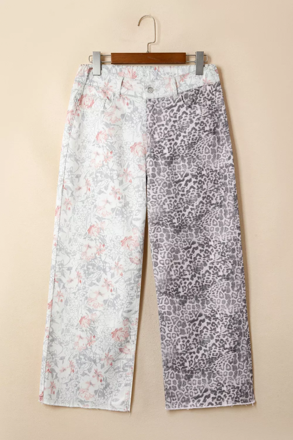 Floral and Leopard Print Wide-Leg Jeans, image 6