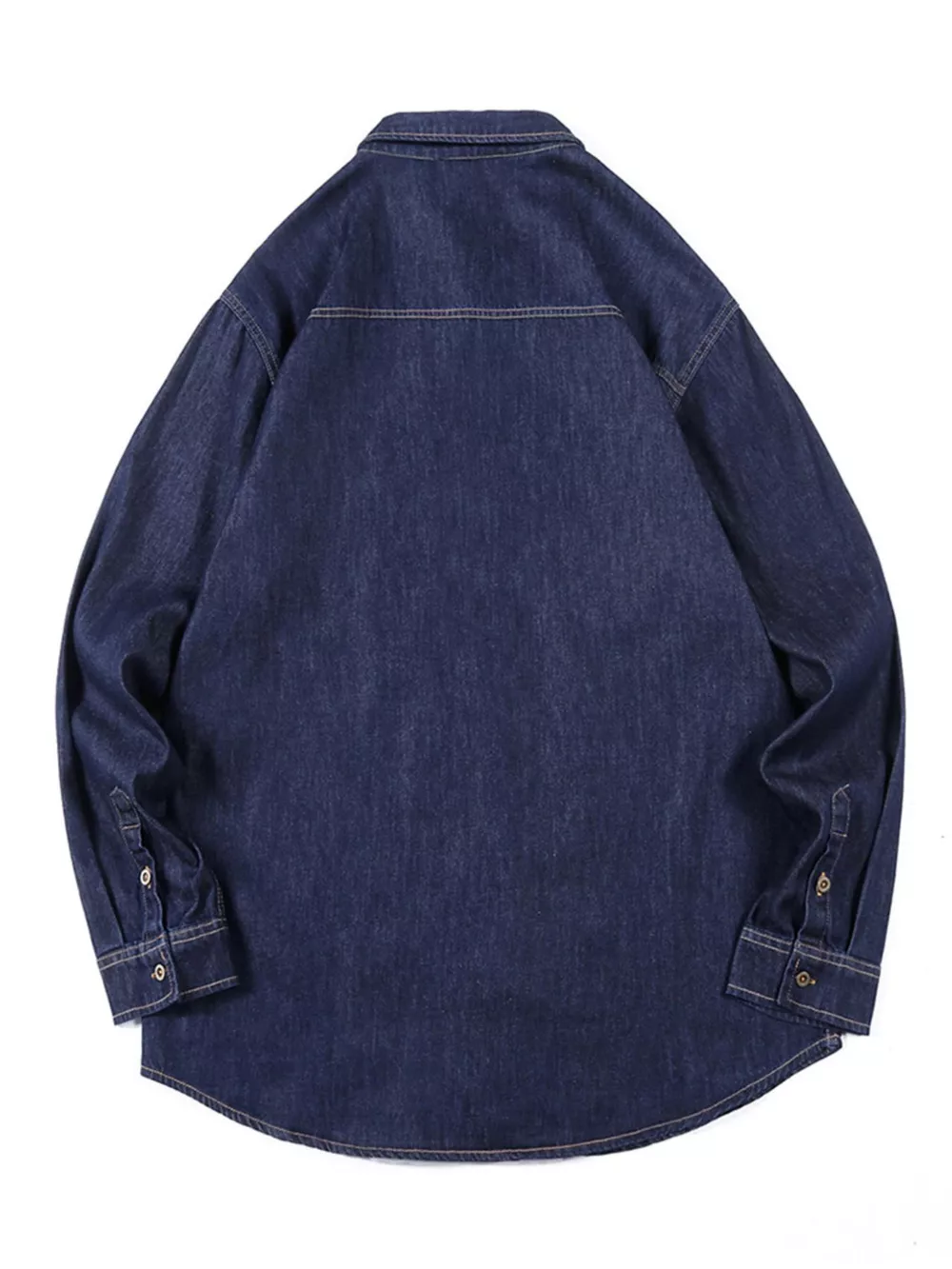 Men's Plus Size Button Up Long Sleeve Denim Shirt, image 5