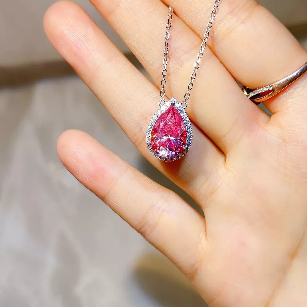 5 Carat 925 Sterling Silver Moissanite Pendant Necklace, image 3