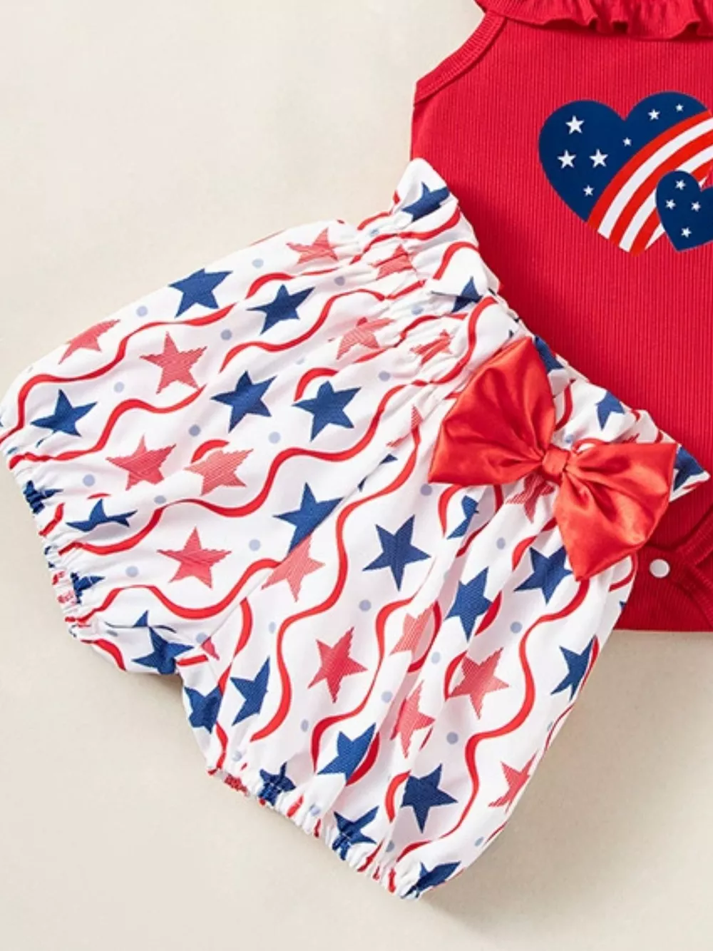 Children's Patriotic Star Print Outfit Set, image 13