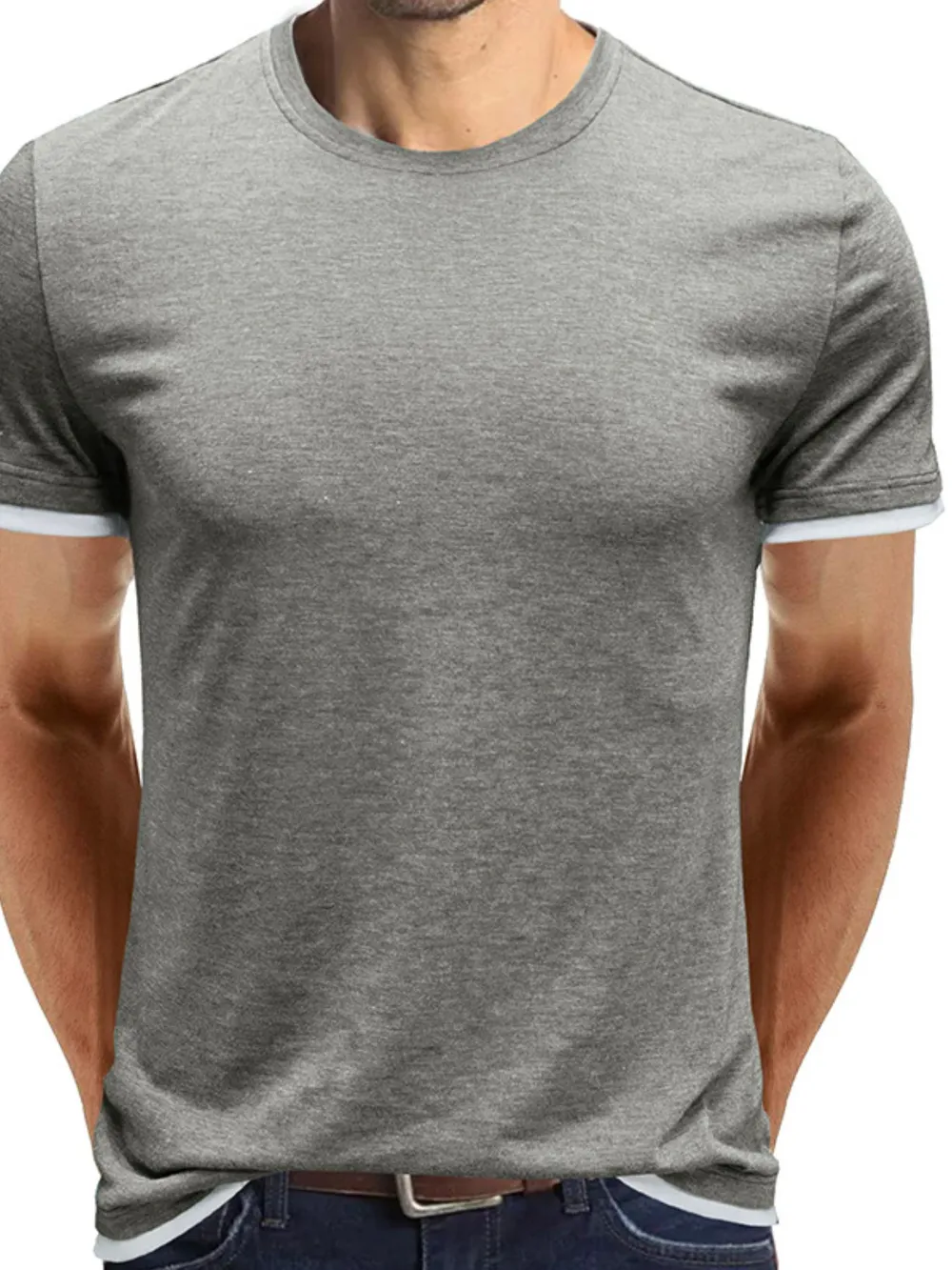 Men‘s Classic Contrast Trim Crew Neck T-Shirt, image 9