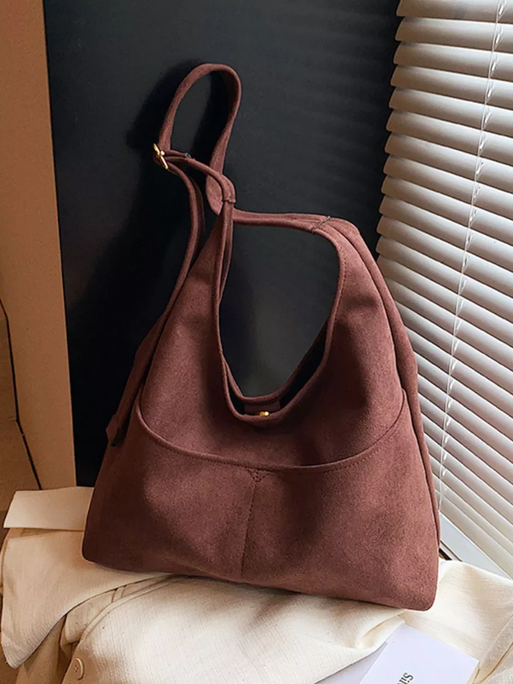 Minimalist Suede Shoulder Bag, image 24