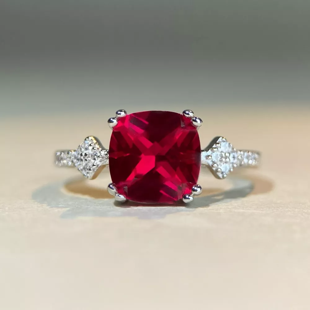 925 Sterling Silver Zircon Geometric Ring, image 6