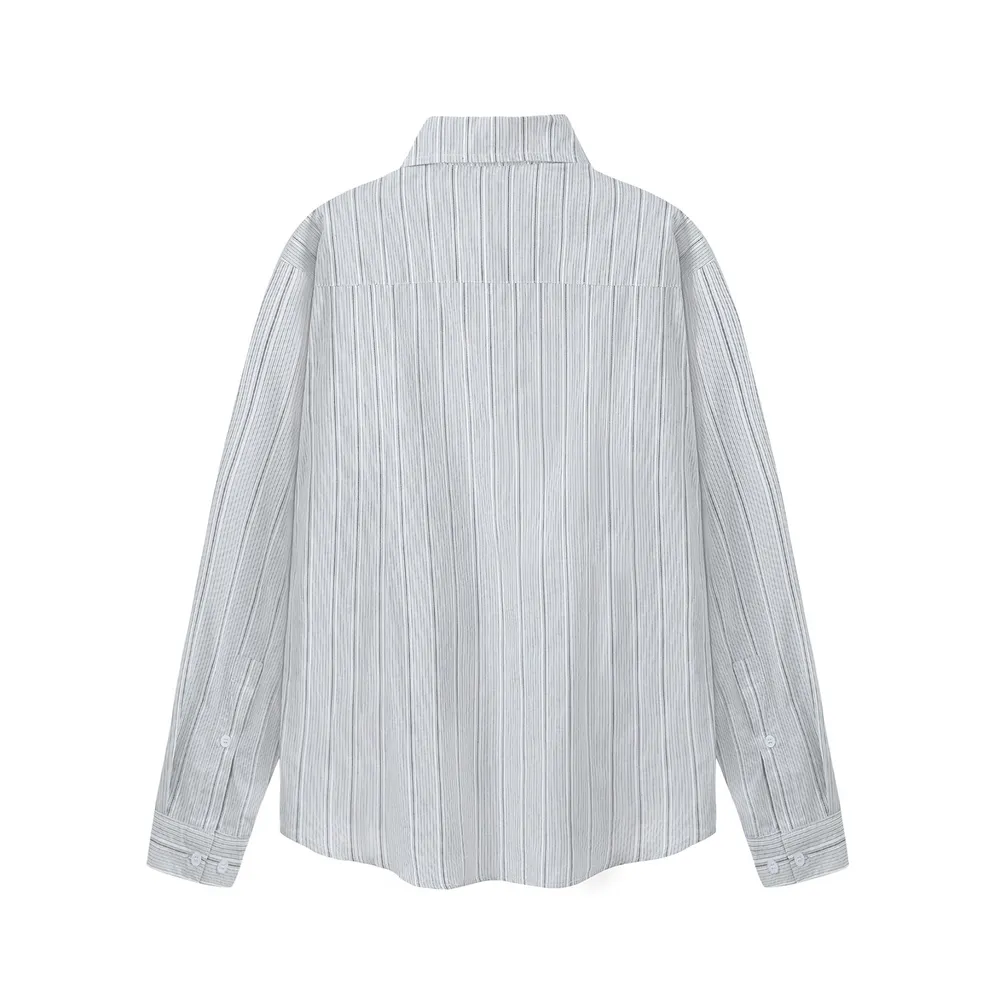 Men's Butterfly Print Striped Long Sleeve Casual Shirt, image 2