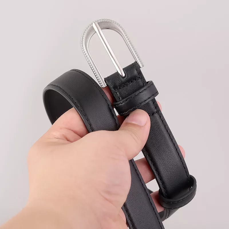 Leather Belt with Rhinestone Buckle, image 2