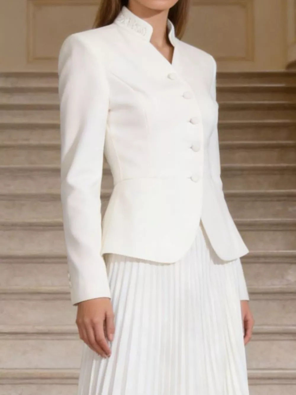 Button Up Long Sleeve Top and Pleated Skirt Set, image 4