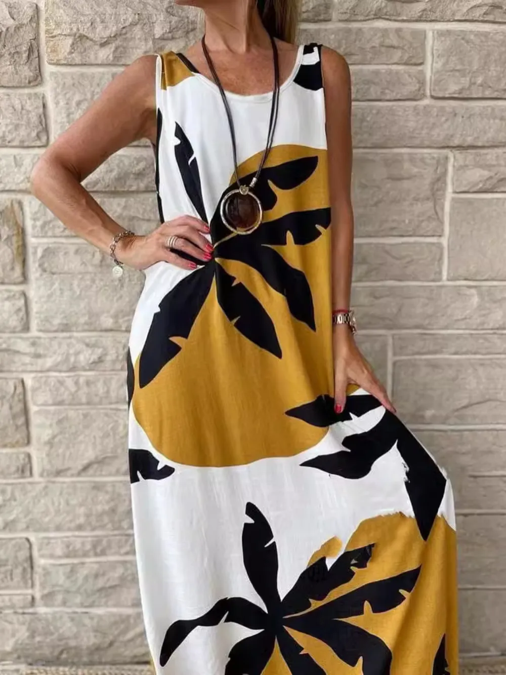 Printed Round Neck Mini Tank Dress, image 9