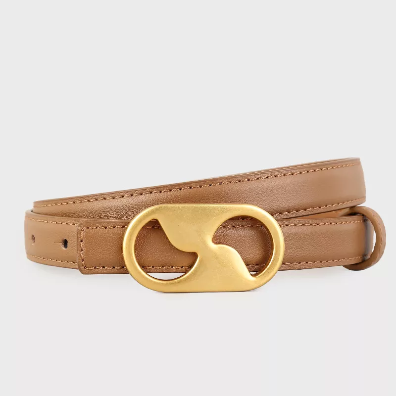 Leather Belt with Golden Buckle, image 6