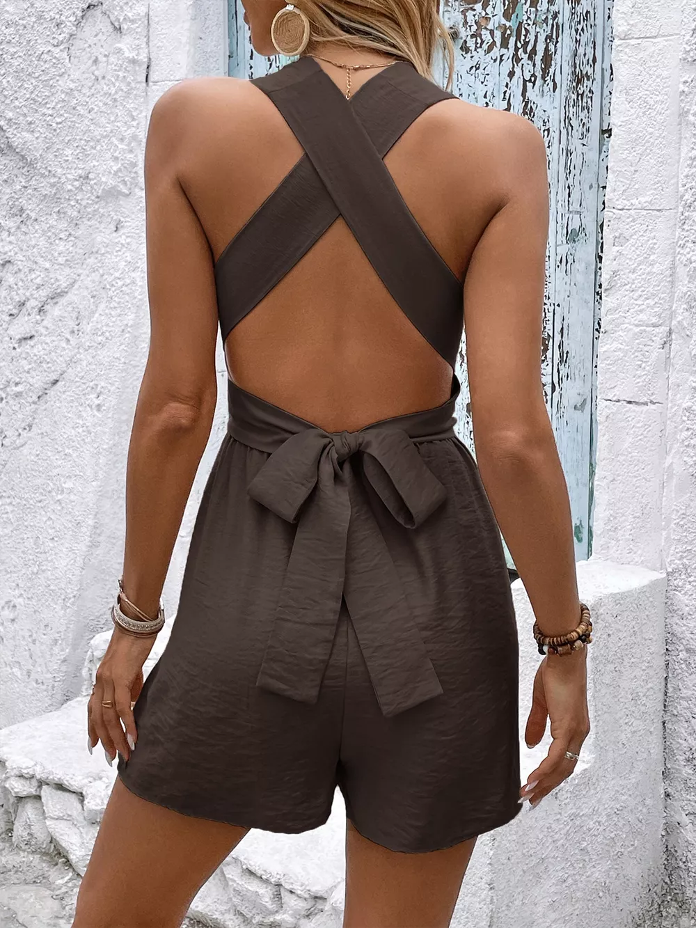 Crisscross Back Sleeveless Romper, image 8