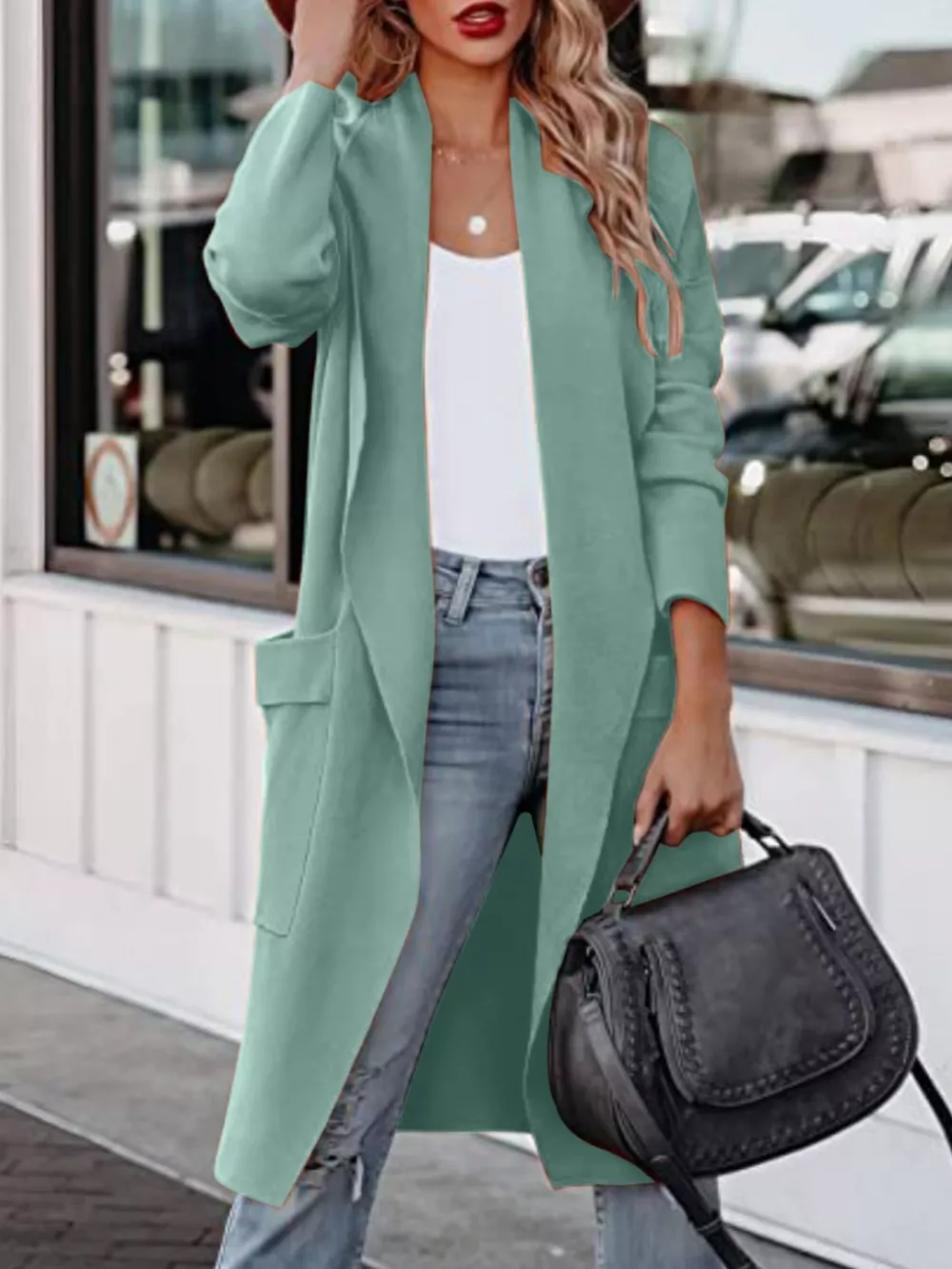 Open Front Dropped Shoulder Outerwear, image 7