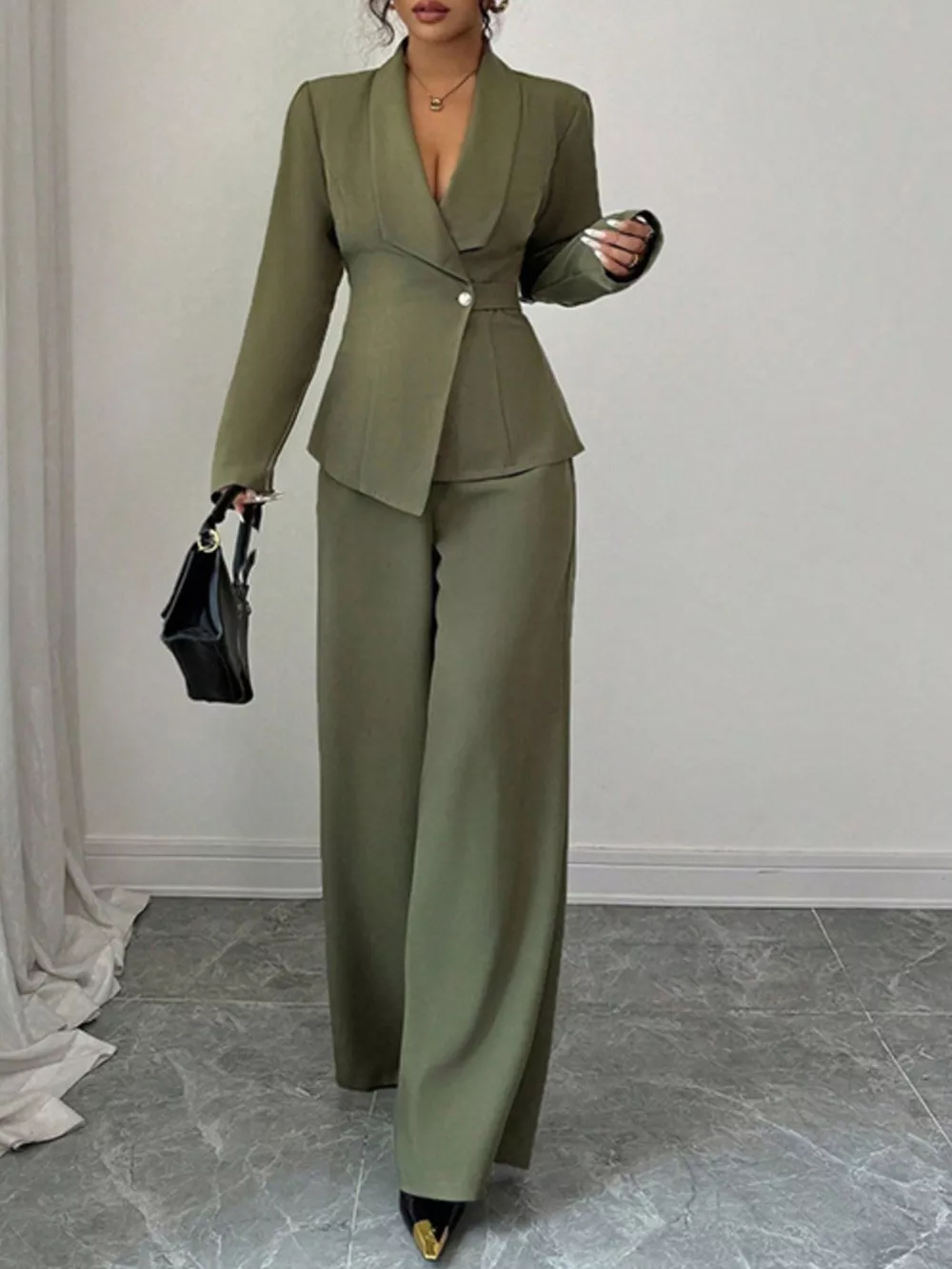 One Button Blazer and Pants Set, image 16