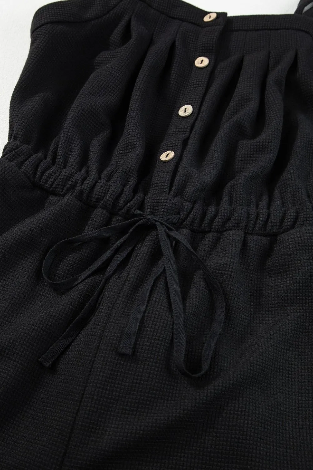 Knotted Straps Button Textured Drawstring Jumpsuit, image 9