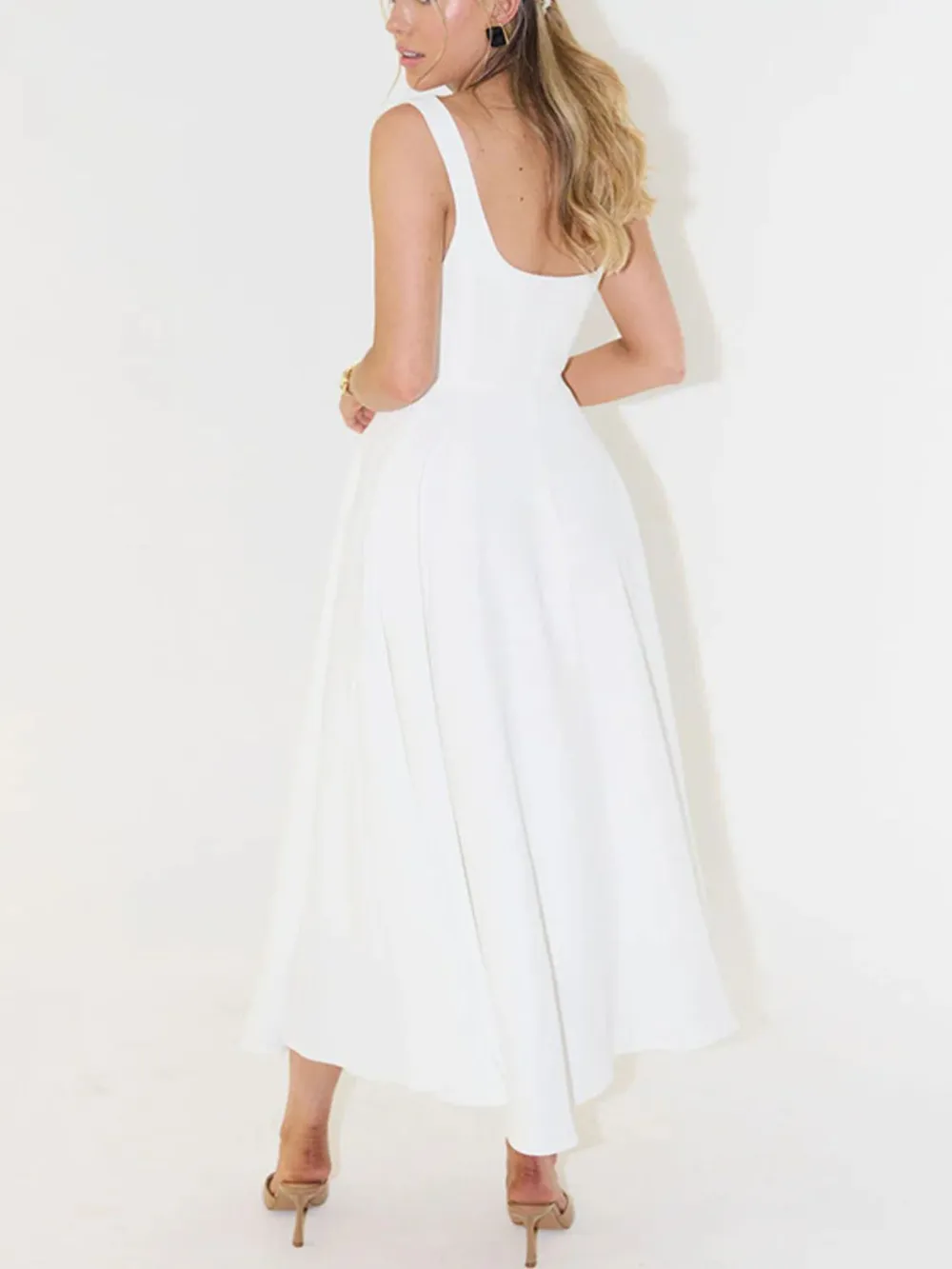 Square Neck Sleeveless Midi Dress, image 6