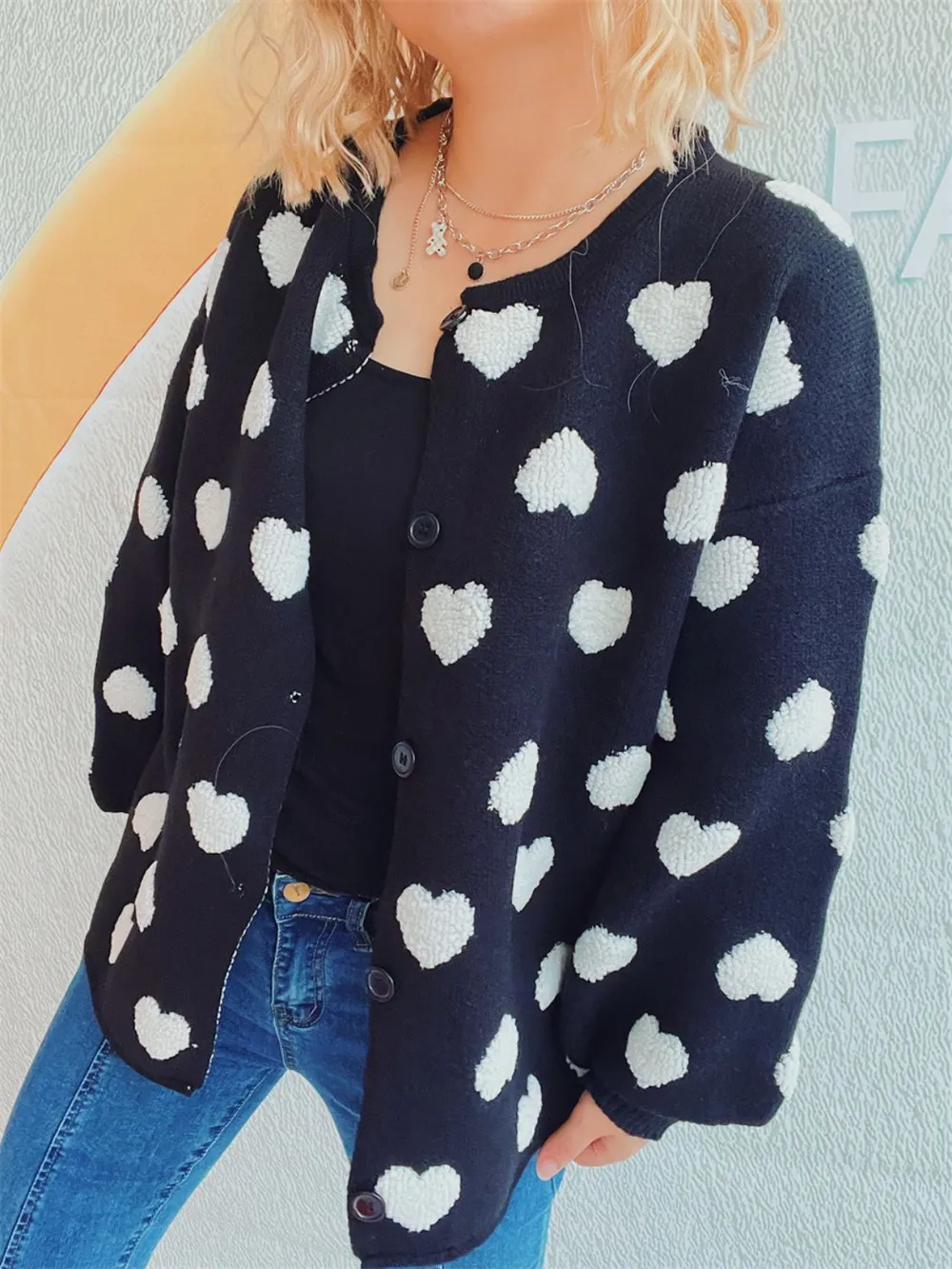 Heart Button Up Long Sleeve Cardigan, image 7