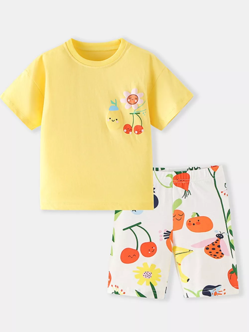 Children's Cartoon Fruit Tee and Shorts Set