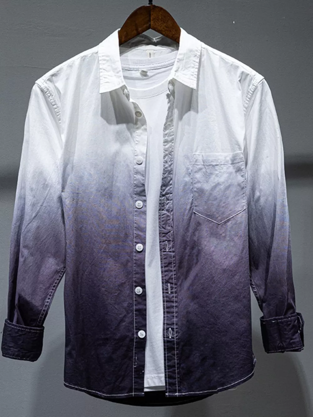 Men's Plus Size Gradient Long Sleeve Shirt, image 3