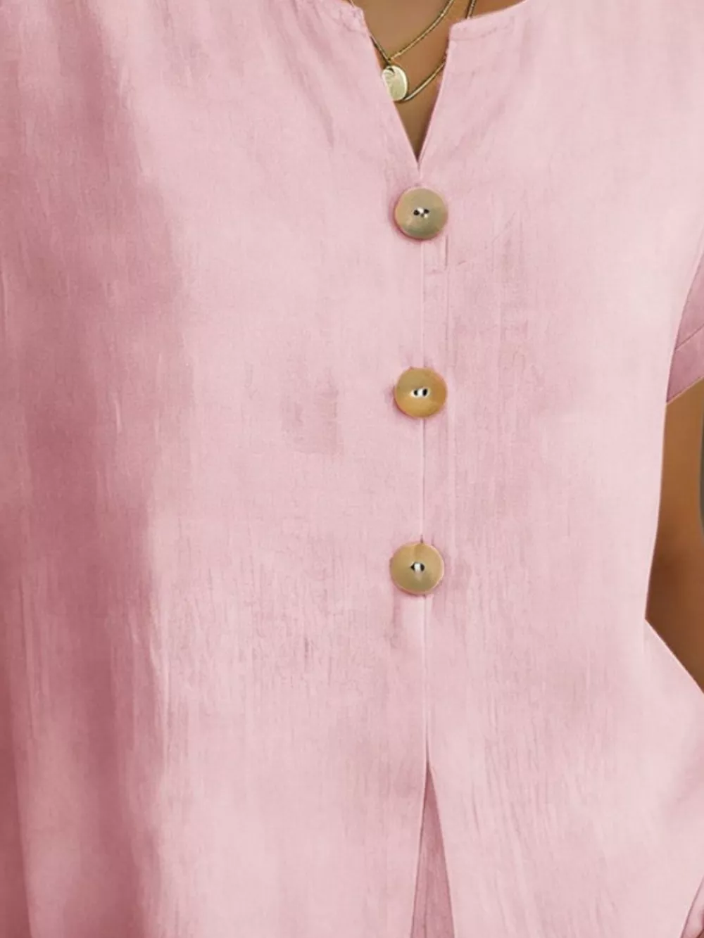 Decor Button Short Sleeve Blouse, image 7