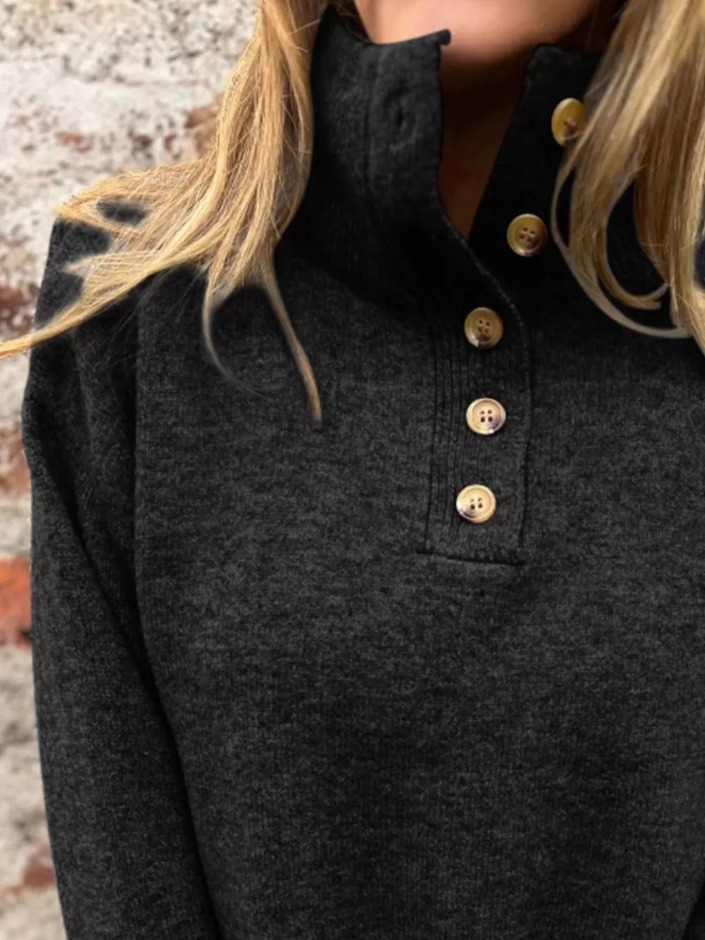 Full Size Button-Detail Turtleneck Sweater Plus Size, image 6