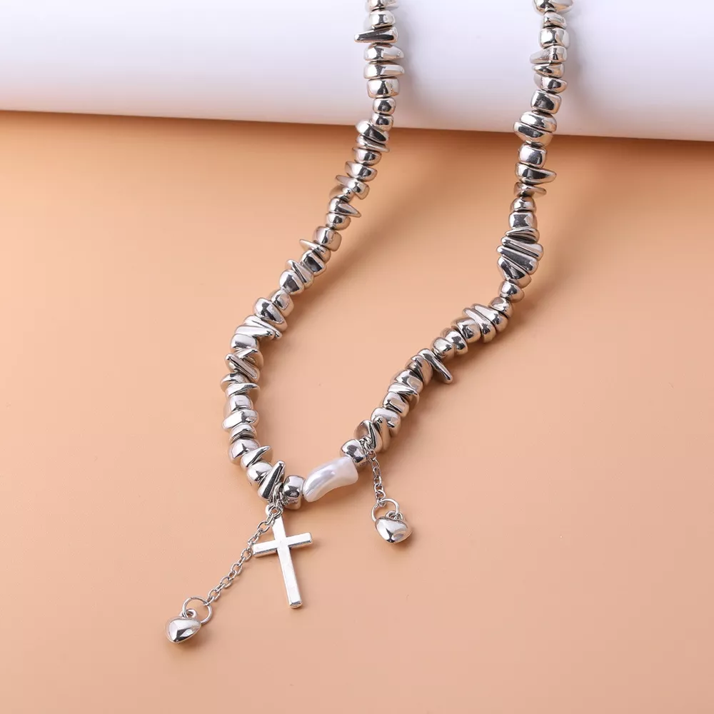 Chunky Chain Cross Pendant Necklace, image 6