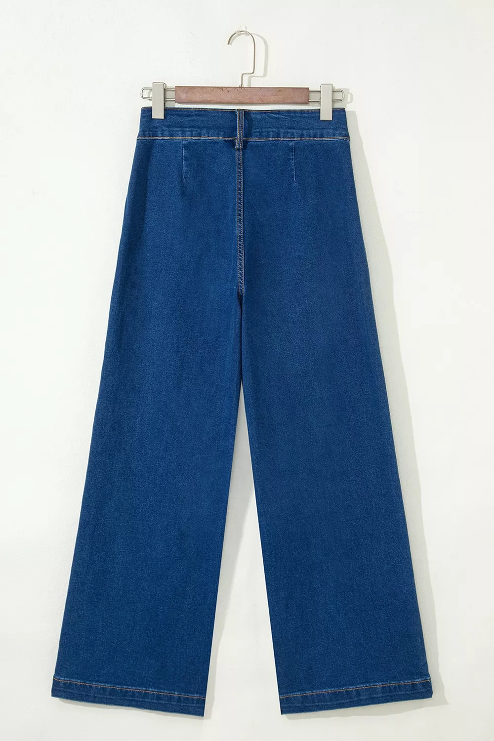 Hardware Decor Patched Pockets Wide Leg Jeans, image 4