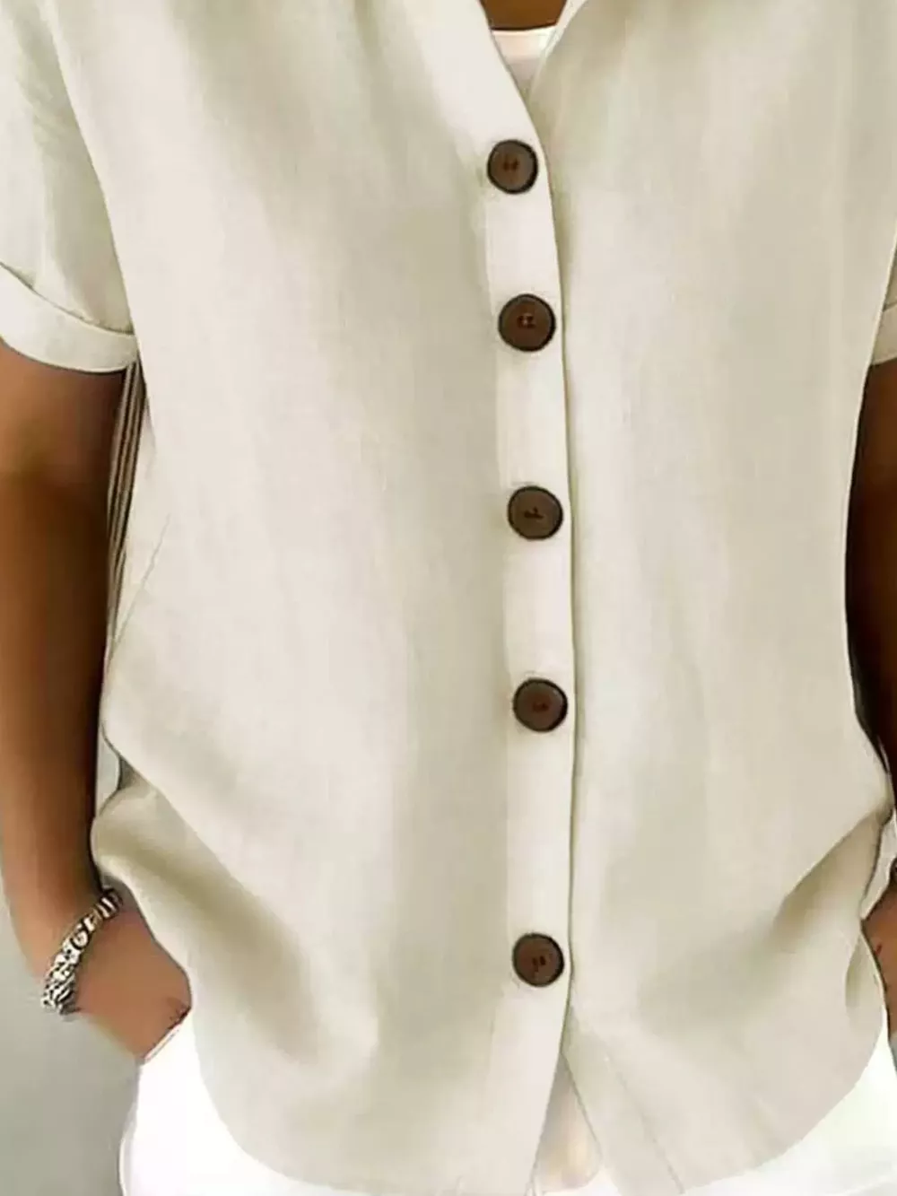 Full Size Button Up Short Sleeve Shirt Plus Size, image 13