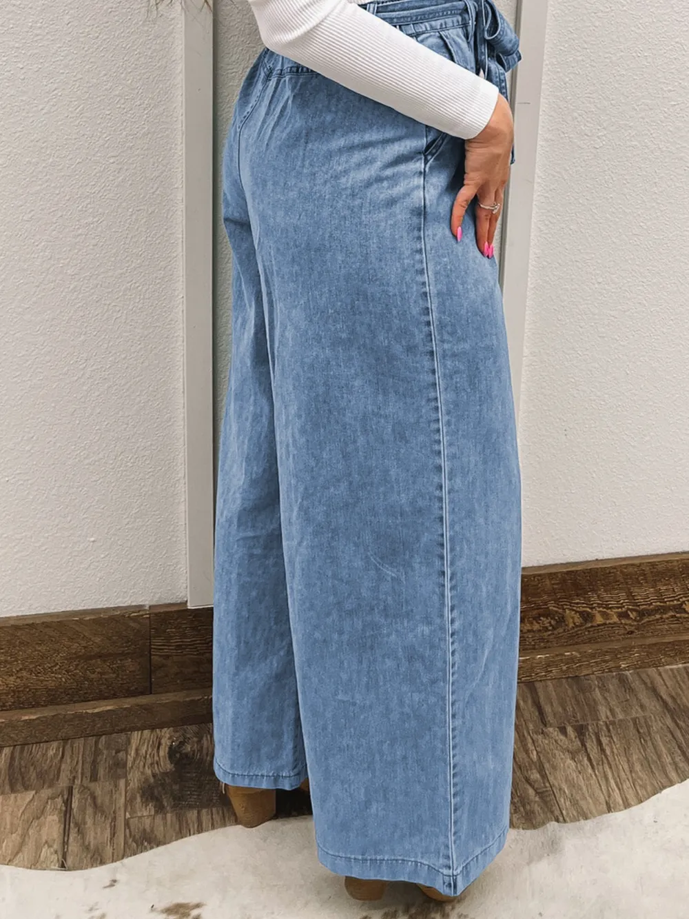 High Waisted Wide Leg Belted Jeans, image 2