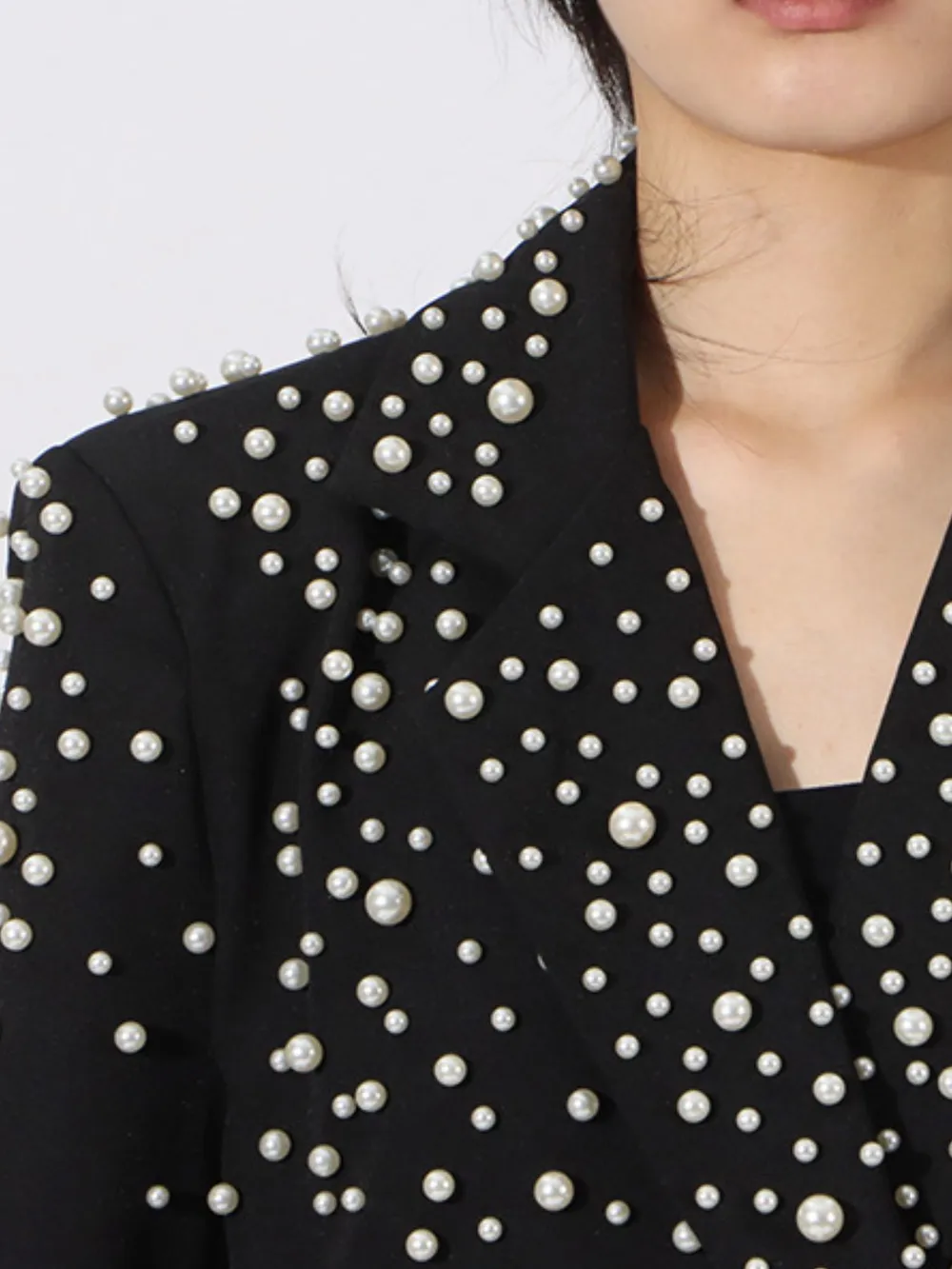 Pearl Embellished Double-Breasted Blazer, image 2