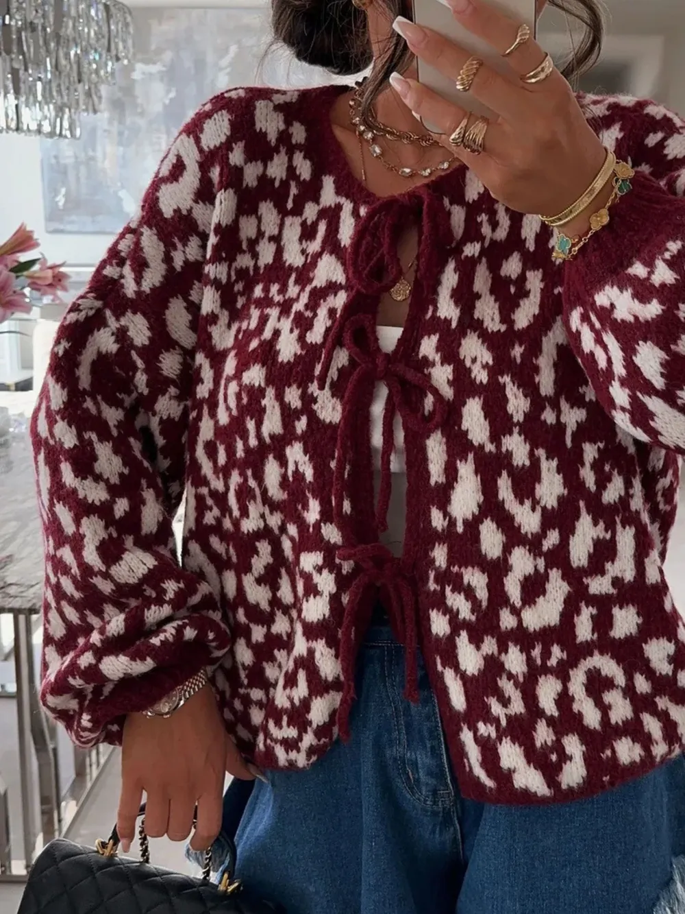 Leopard Tie Front Cardigan, image 24